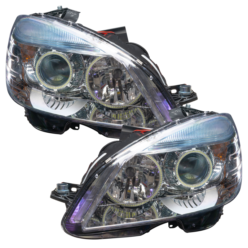 Mercedes-Benz C-Class Headlight Assemblies - ORACLE Lighting - Pre-Assembled with ORACLE Halos - Chrome - `08-`11